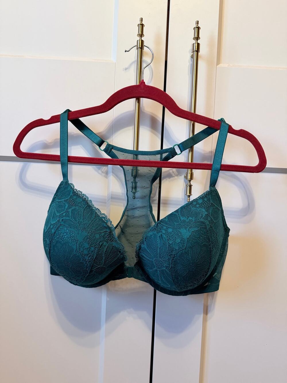 victoria's secret dark teal front close push up bra nwt